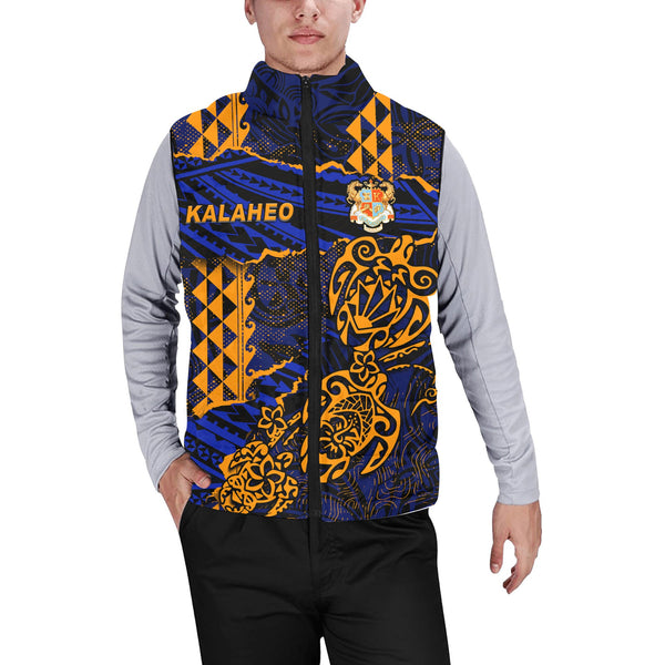 Hawaii Kalaheo High School Custom Men Padded Jacket Vest Polynesian Turtle Style