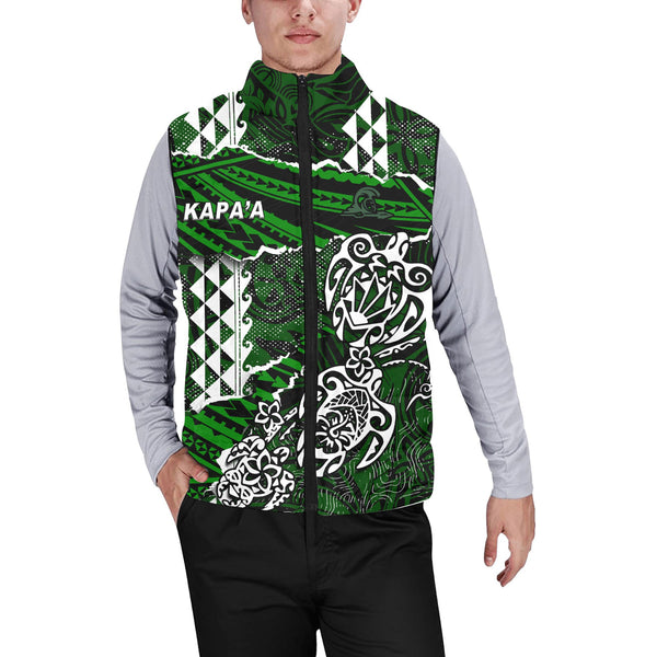 Hawaii Kapaa High School Custom Men Padded Jacket Vest Polynesian Turtle Style