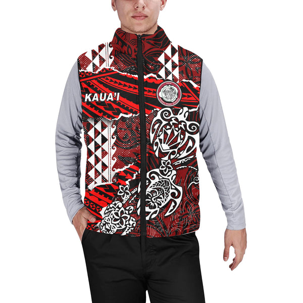 Hawaii Kauai High School Custom Men Padded Jacket Vest Polynesian Turtle Style