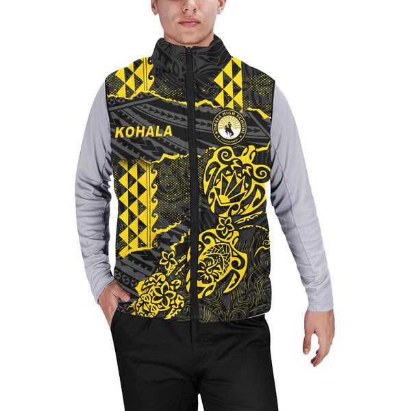 Hawaii Kohala High School Custom Men Padded Jacket Vest Polynesian Turtle Style