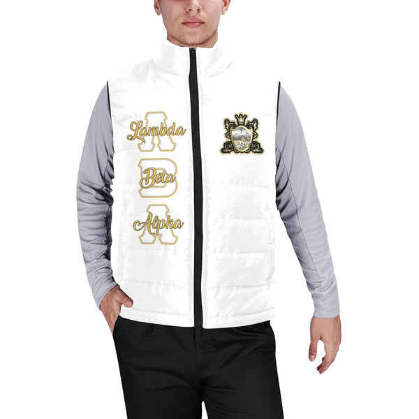 Sorority Jacket - Personalized Lambda Beta Alpha Men Padded Jacket Vest Original White Style