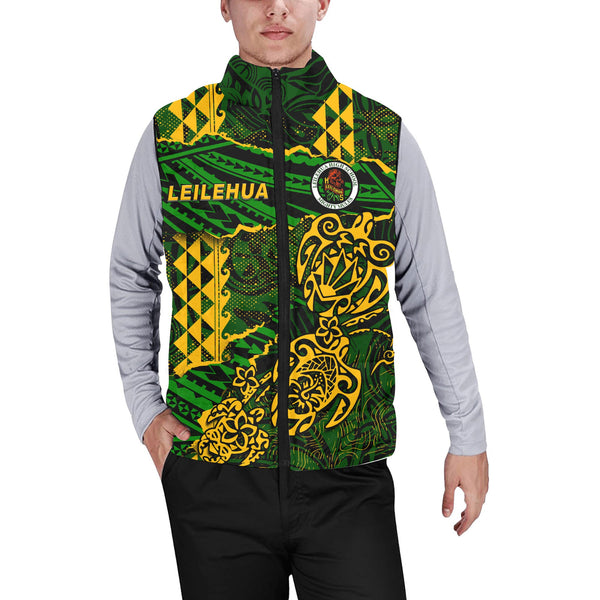 Hawaii Leilehua High School Custom Men Padded Jacket Vest Polynesian Turtle Style