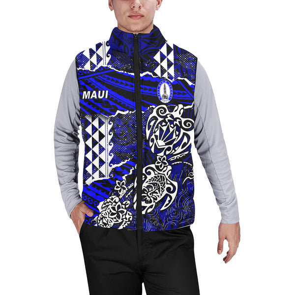 Hawaii Maui High School Custom Men Padded Jacket Vest Polynesian Turtle Style