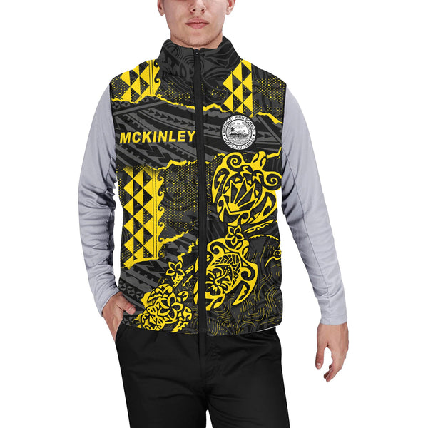 Hawaii President William McKinley High School Custom Men Padded Jacket Vest Polynesian Turtle Style