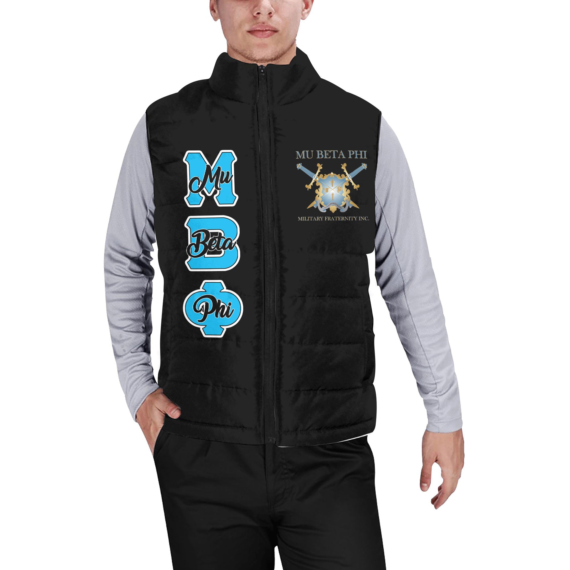 Fraternity Jacket - Personalized Mu Beta Phi Men Padded Jacket Vest Original Dark Style