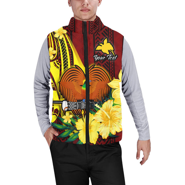 Custom Papua New Guinea Men Padded Jacket Vest Polynesian PNG Bird Independence Day - LH1