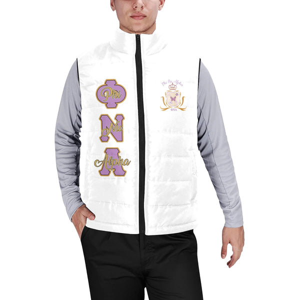 Sorority Jacket - Personalized Phi Nu Alpha Men Padded Jacket Vest Original White Style