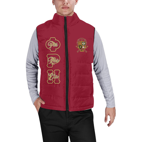 Fraternity Jacket - Personalized Phi Rho Eta Men Padded Jacket Vest Original Maroon Style