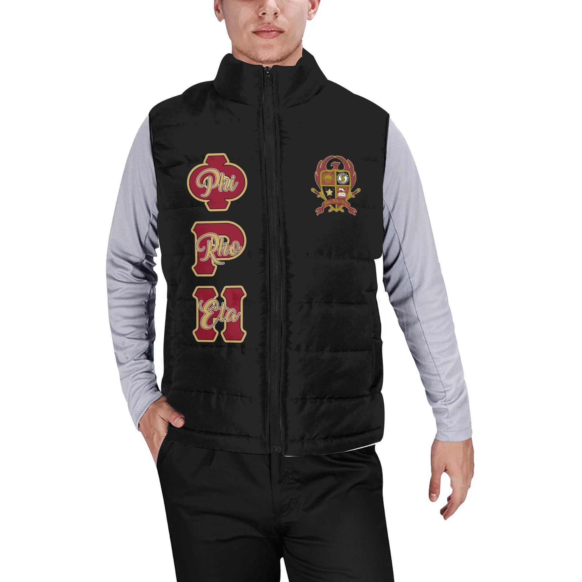 Fraternity Jacket - Personalized Phi Rho Eta Men Padded Jacket Vest Original Dark Style