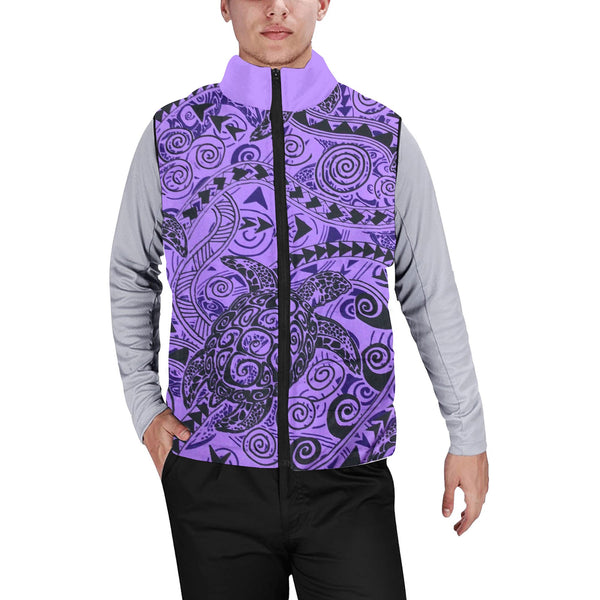 Hawaii Polynesian Turtle Men Padded Jacket Vest Purple Style