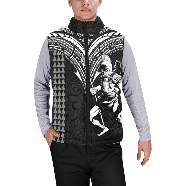 Custom Hawaii Ikaika Warrior Men Padded Jacket Vest Polynesian Tattoo Style