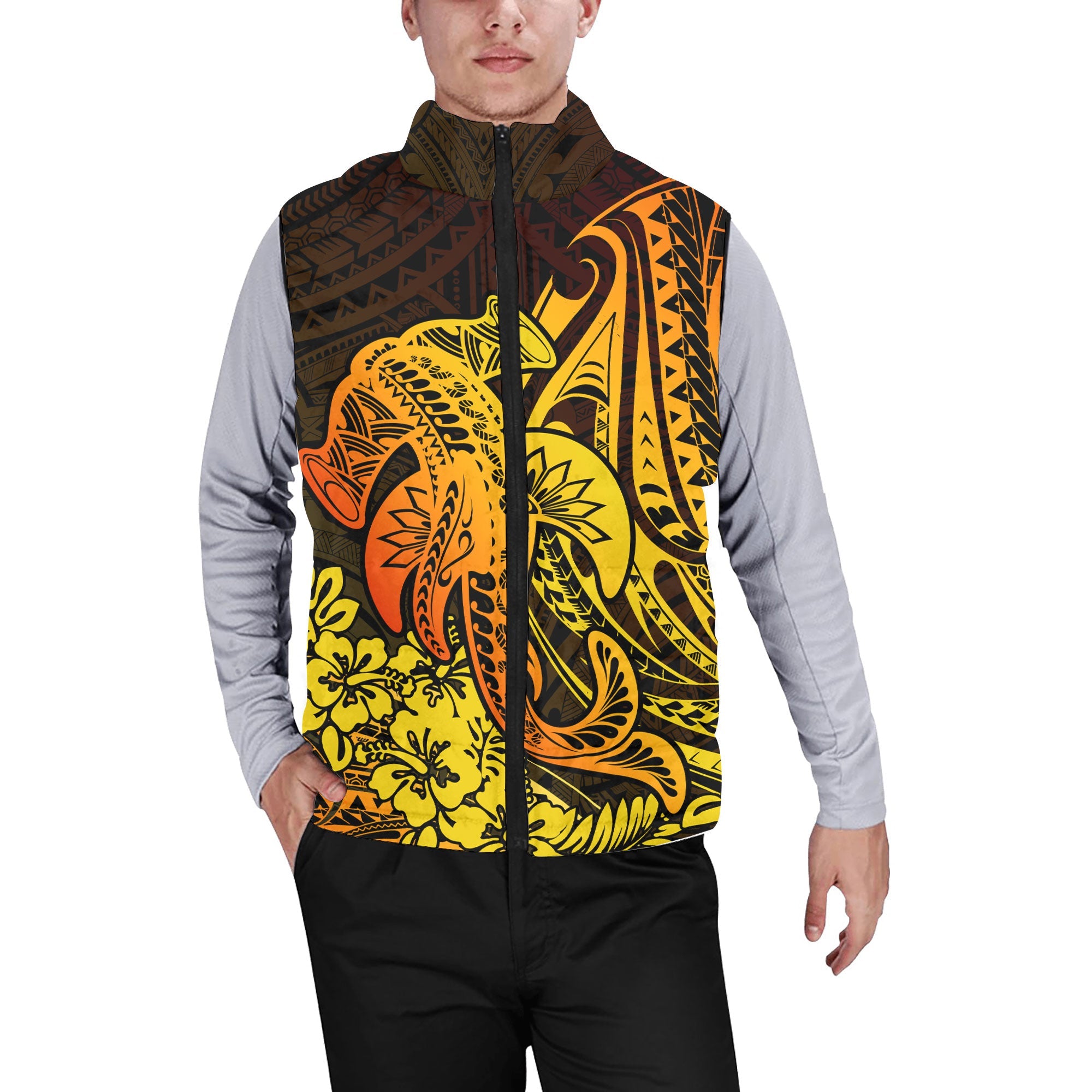 Hawaii Hammerhead Shark Men Padded Jacket Vest Reggae Style