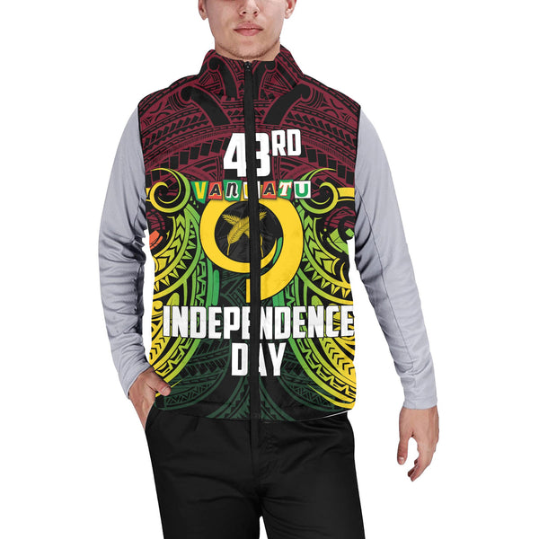 Vanuatu Men Padded Jacket Vest Independence Day 43rd Anniversary Style 2