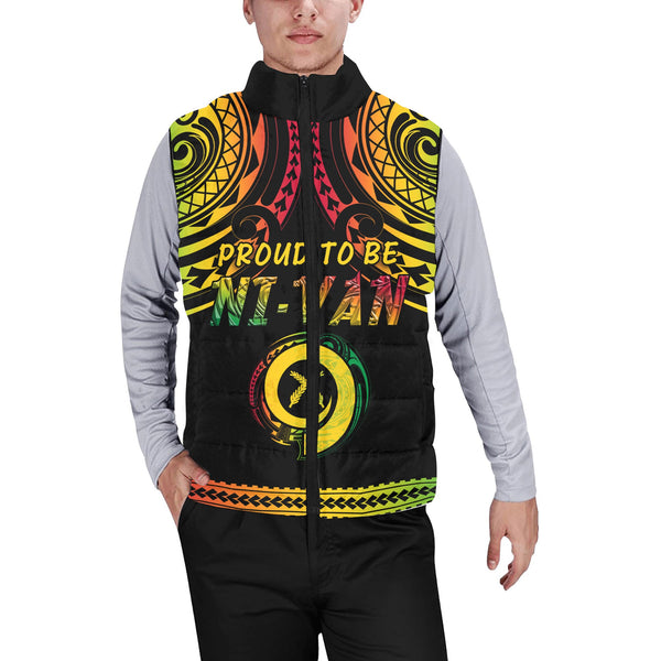 Vanuatu Proud To Be Ni-Van Men Padded Jacket Vest Coat Of Arms Reggae Style