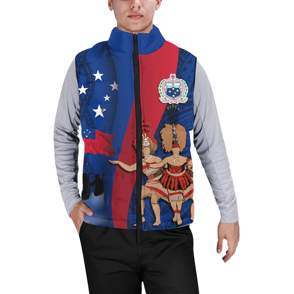 Samoa Independence Day Men Padded Jacket Vest Celebrating Dance Style