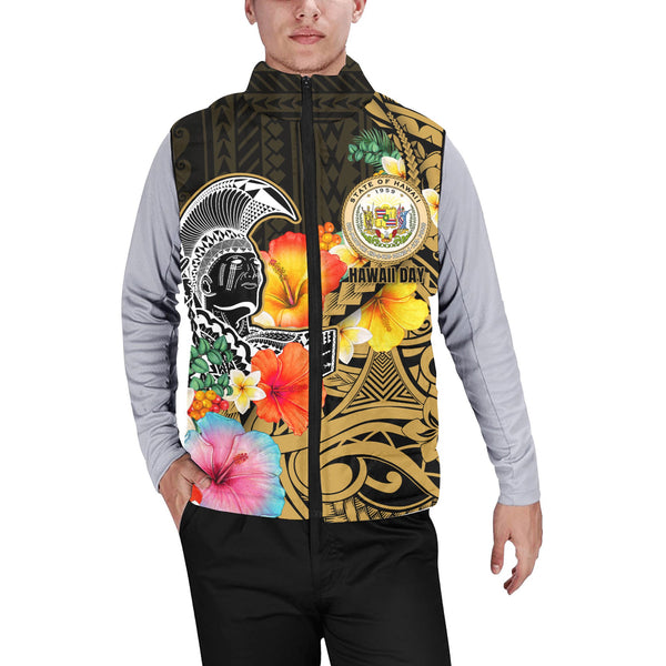 Hawaii Day King Kamehameha Men Padded Jacket Vest