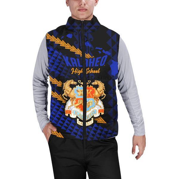 Hawaii Kalaheo High School Custom Men Padded Jacket Vest Map Style