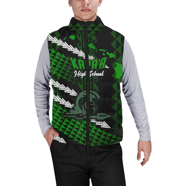 Hawaii Kapaa High School Custom Men Padded Jacket Vest Map Style