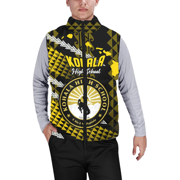 Hawaii Kohala High School Custom Men Padded Jacket Vest Map Style