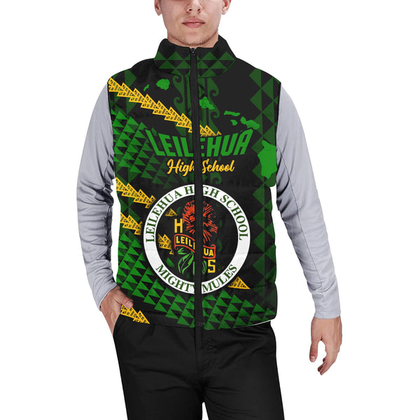 Hawaii Leilehua High School Custom Men Padded Jacket Vest Map Style