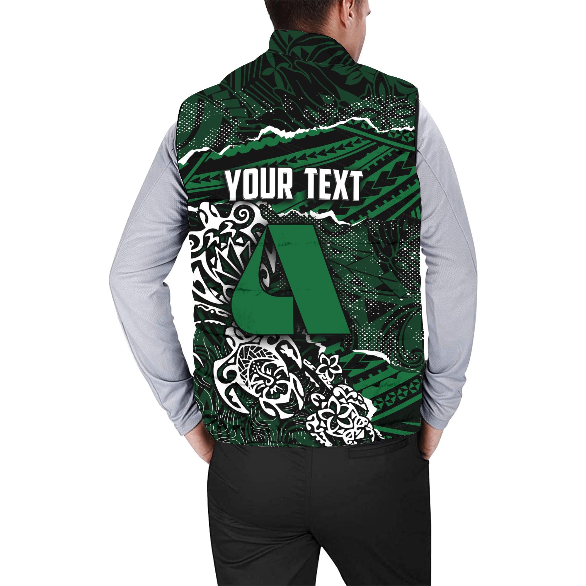 Hawaii Aiea High School Custom Men Padded Jacket Vest Polynesian Turtle Style