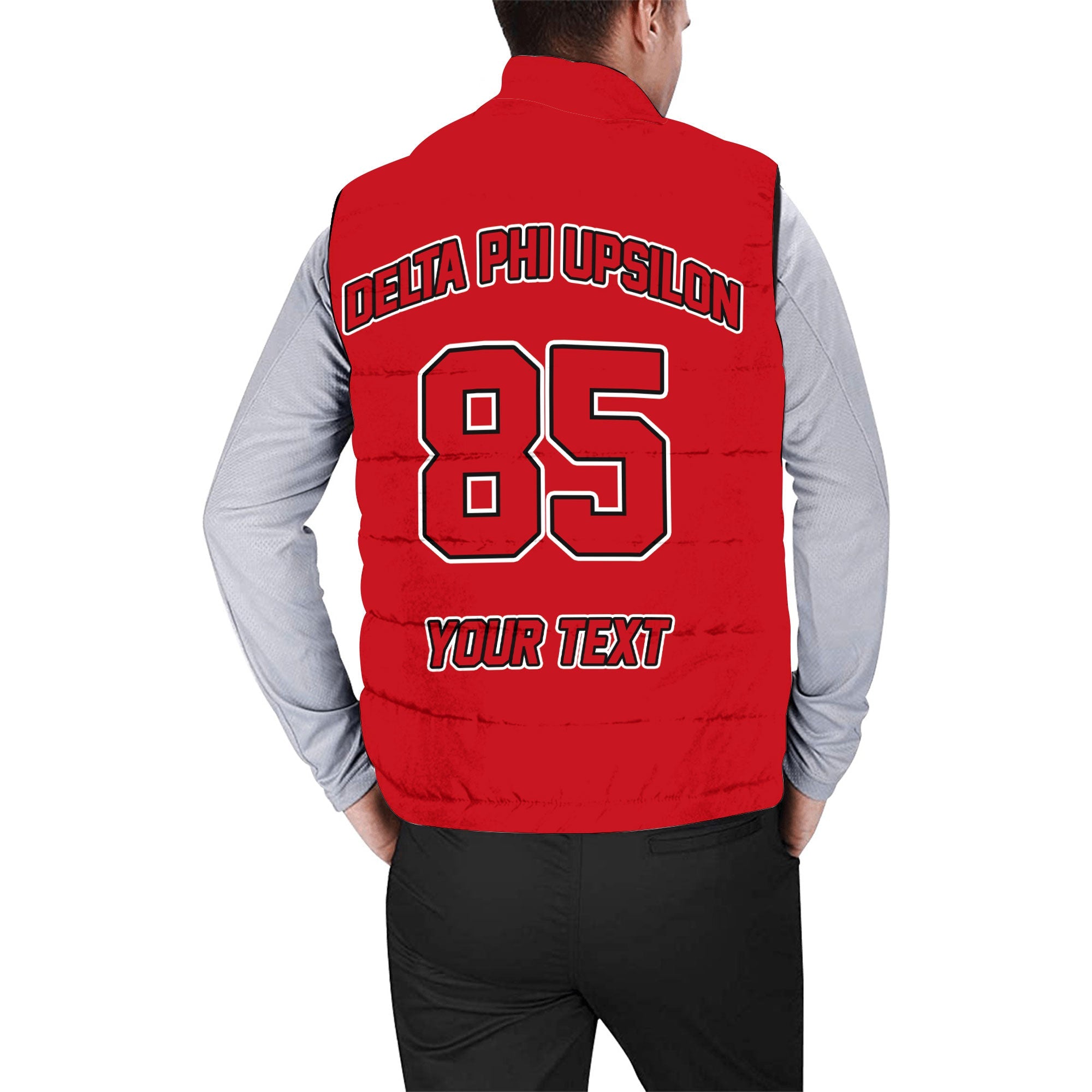 Fraternity Jacket - Personalized Delta Phi Upsilon Men Padded Jacket Vest Original Red Style