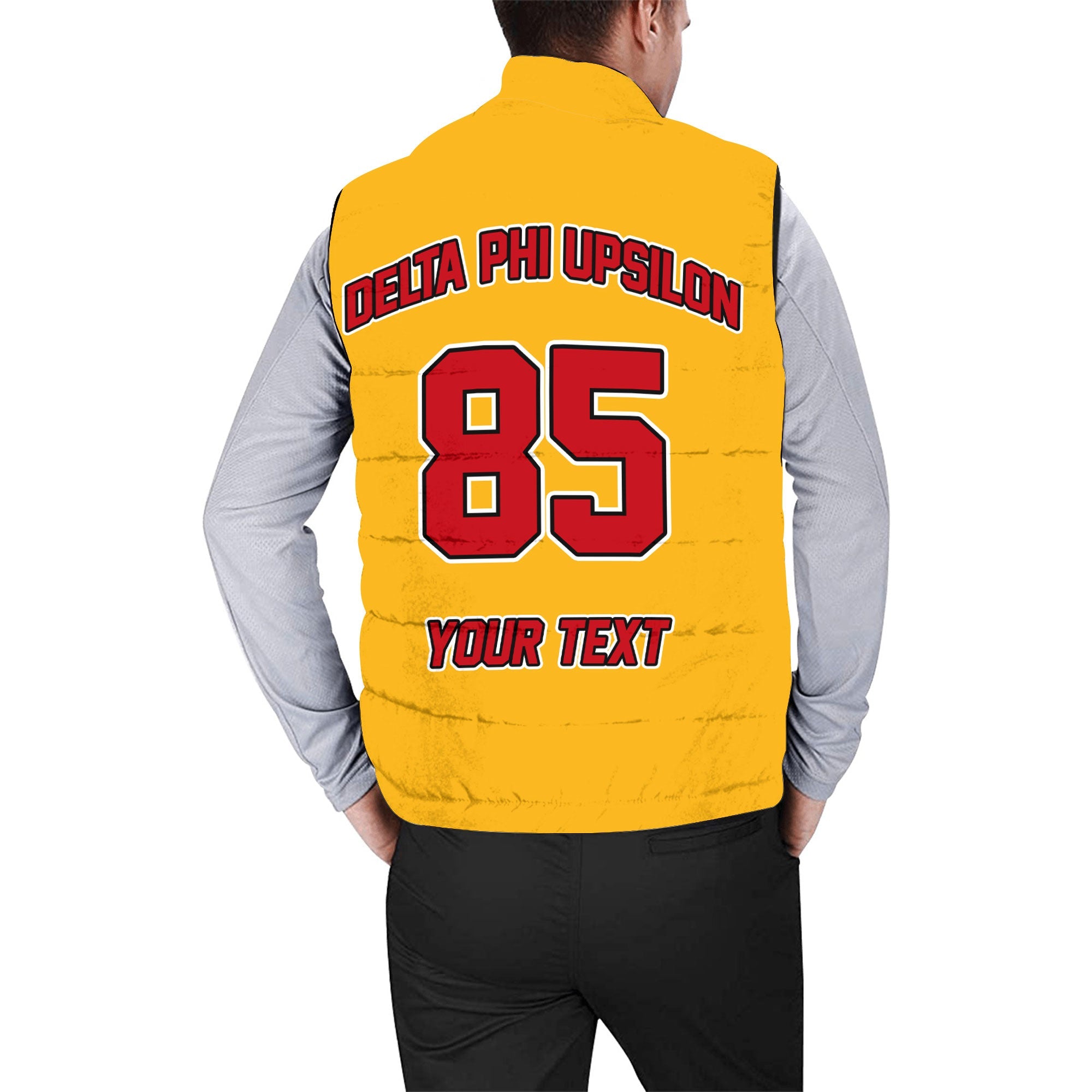 Fraternity Jacket - Personalized Delta Phi Upsilon Men Padded Jacket Vest Original Yellow Style