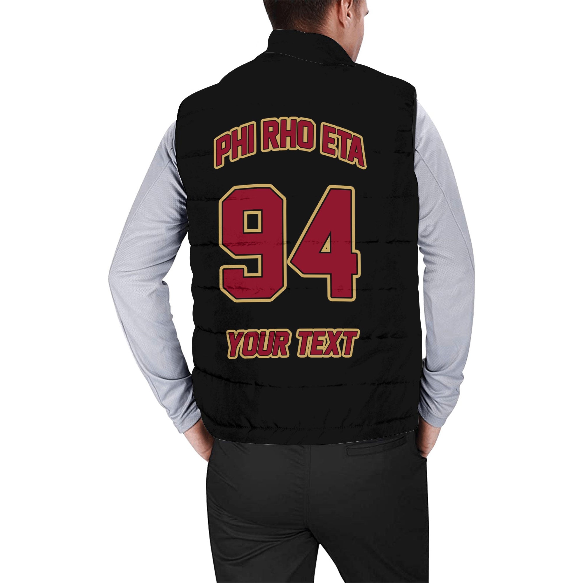 Fraternity Jacket - Personalized Phi Rho Eta Men Padded Jacket Vest Original Dark Style