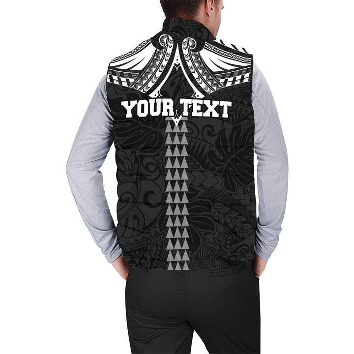 Custom Hawaii Ikaika Warrior Men Padded Jacket Vest Polynesian Tattoo Style