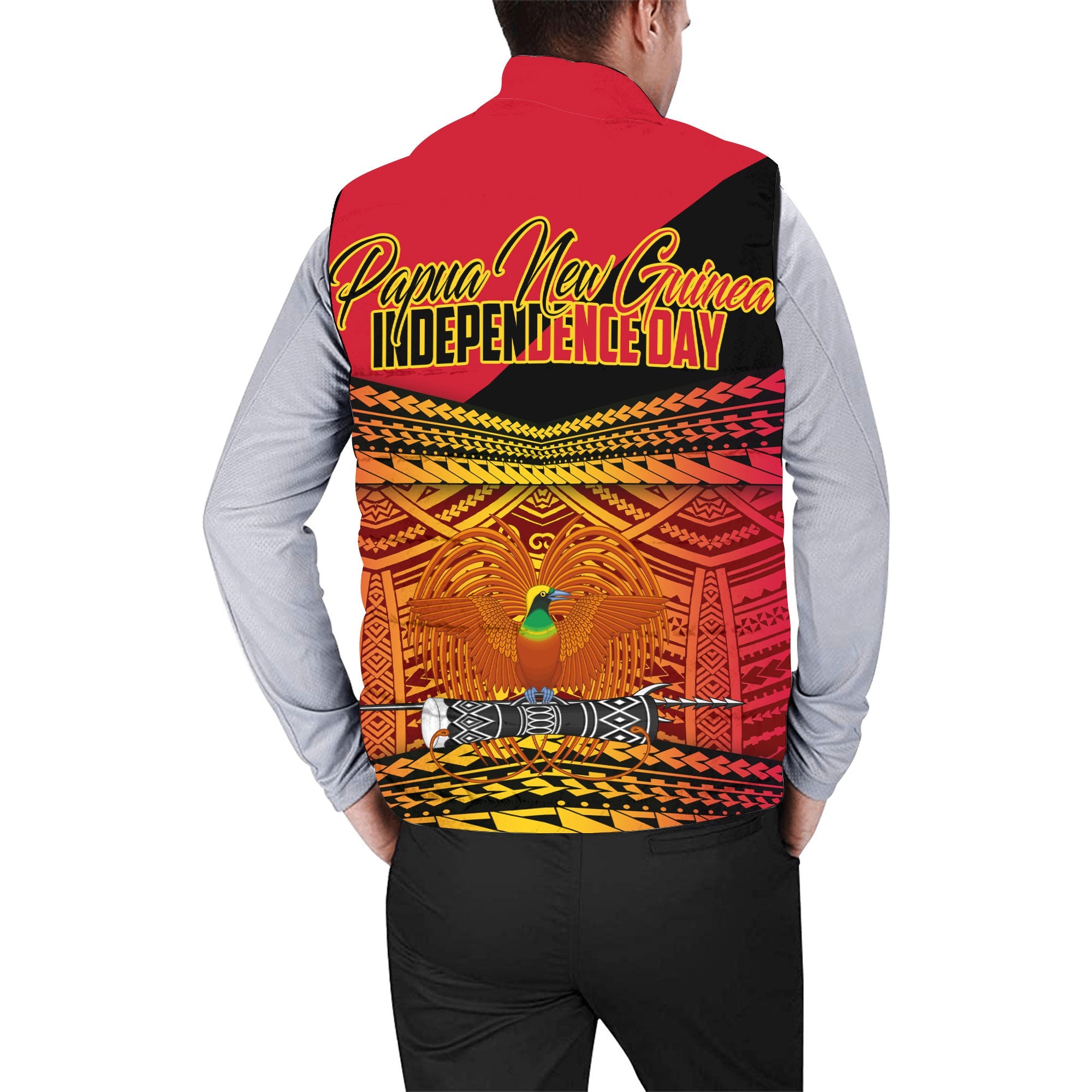 Papua New Guinea Independence Day Men Padded Jacket Vest PNG Emblem Style