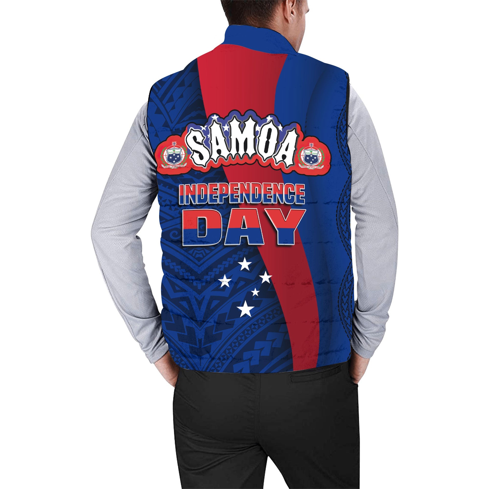 Samoa Independence Day Men Padded Jacket Vest Celebrating Dance Style