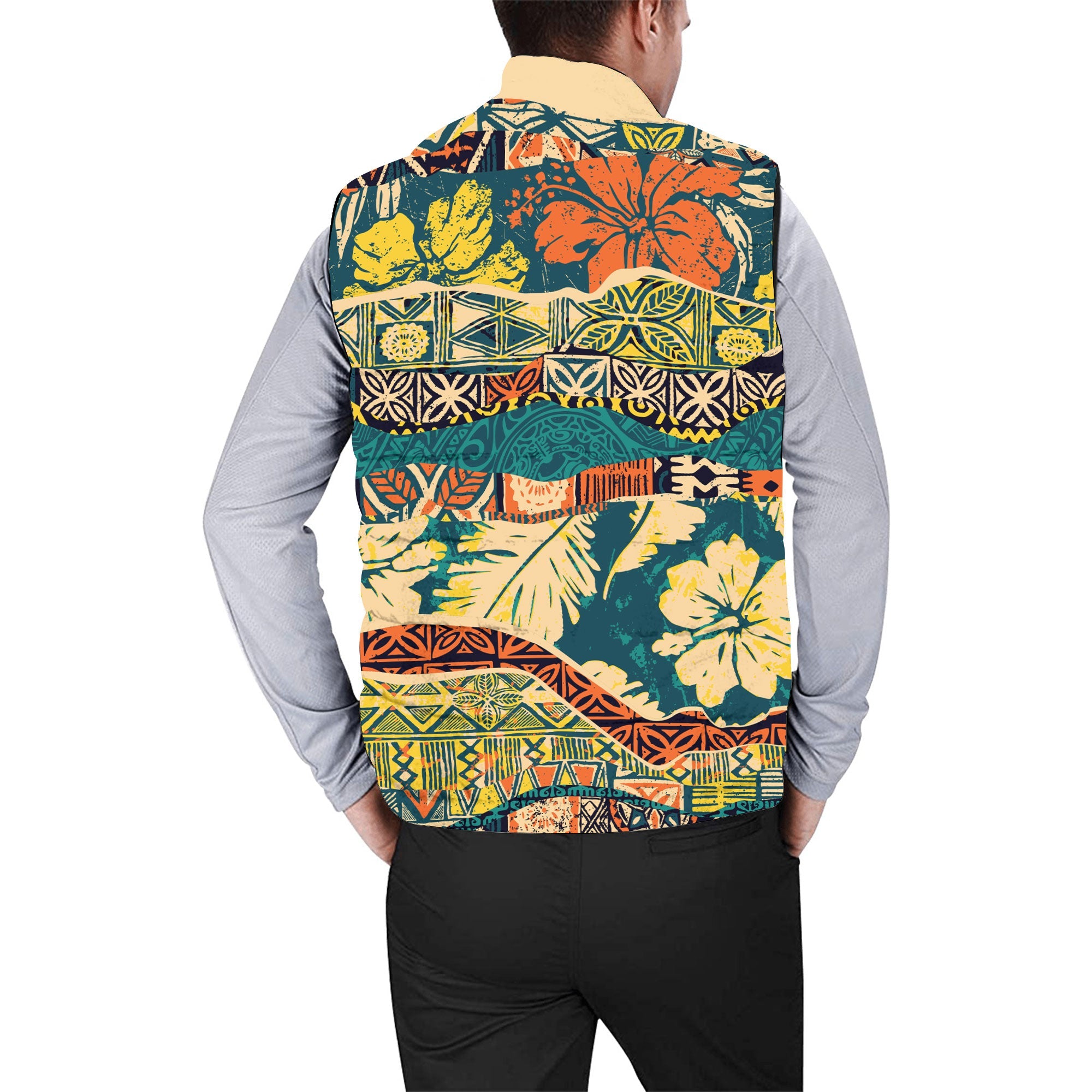 Hawaii Flag Men Padded Jacket Vest Coat Of Arm Style