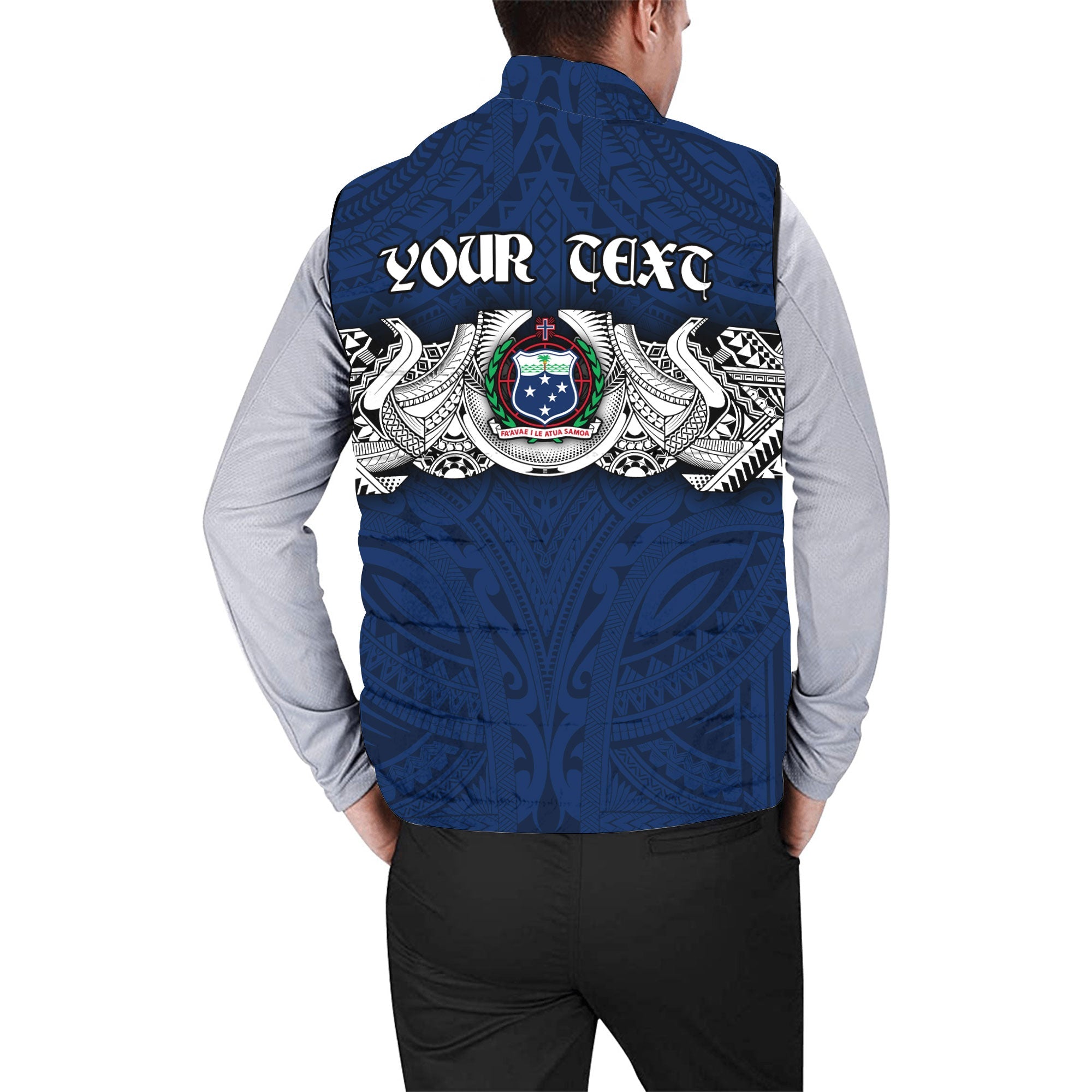 Custom Samoa Warrior Men Padded Jacket Vest