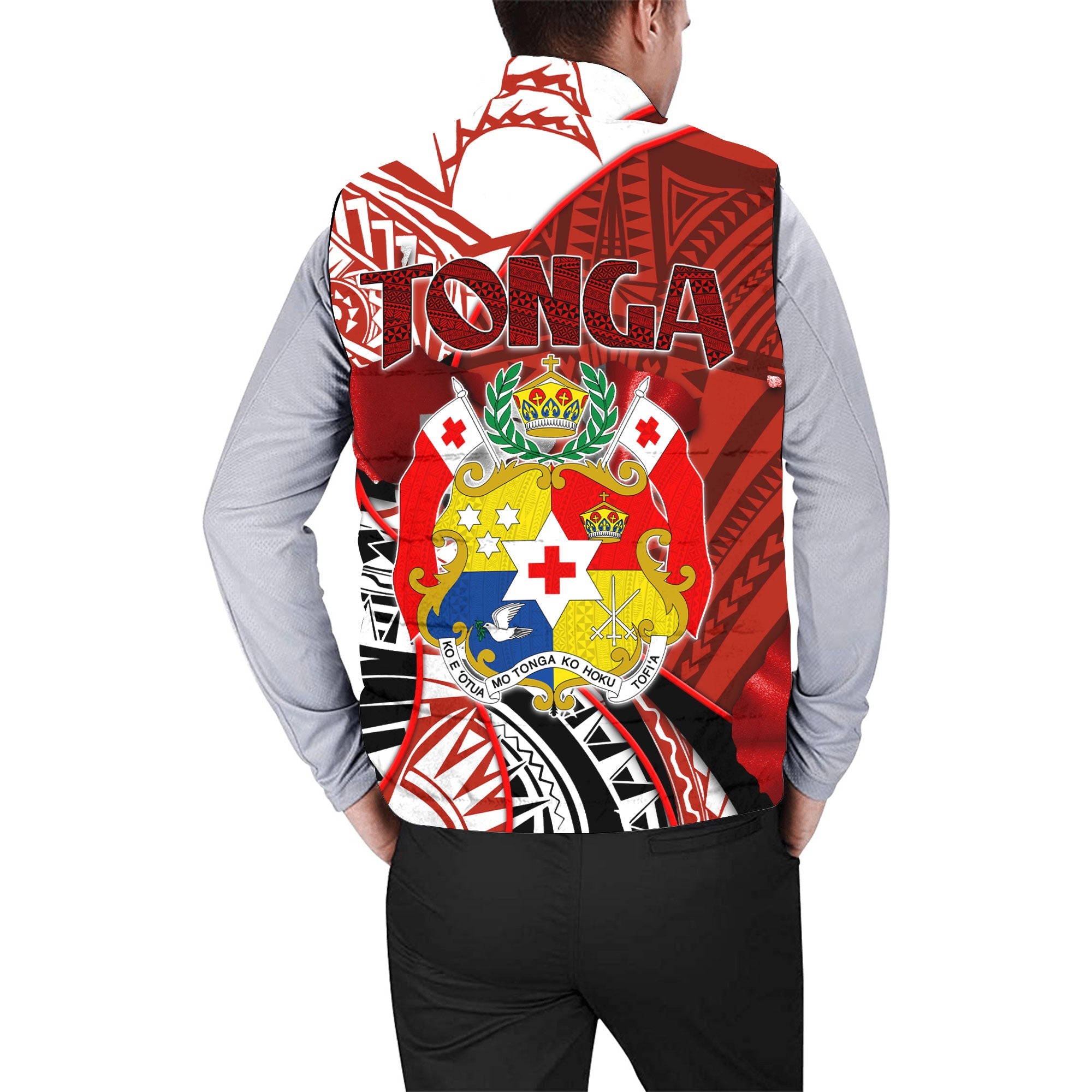 Tonga In My Heart Royal Coat Of Arms Men Padded Jacket Vest