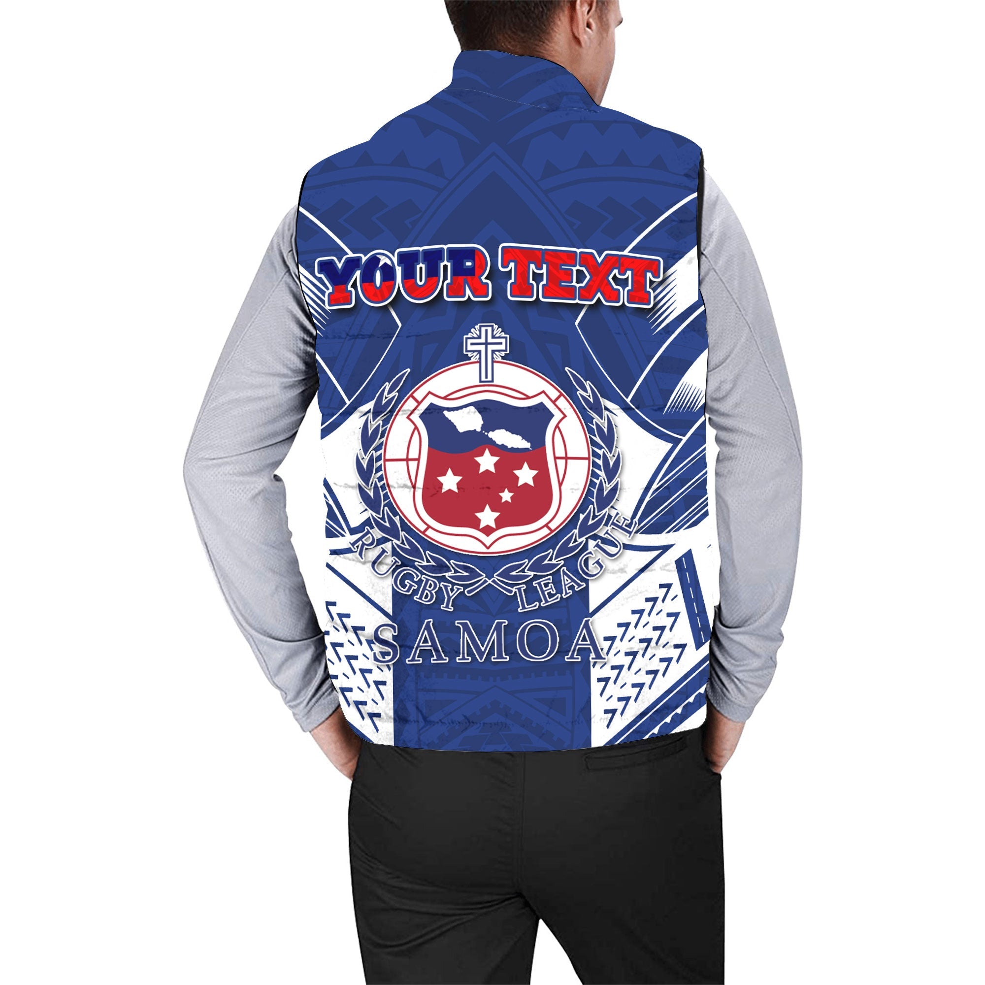 Custom TOA Samoa Rugby Men Padded Jacket Vest