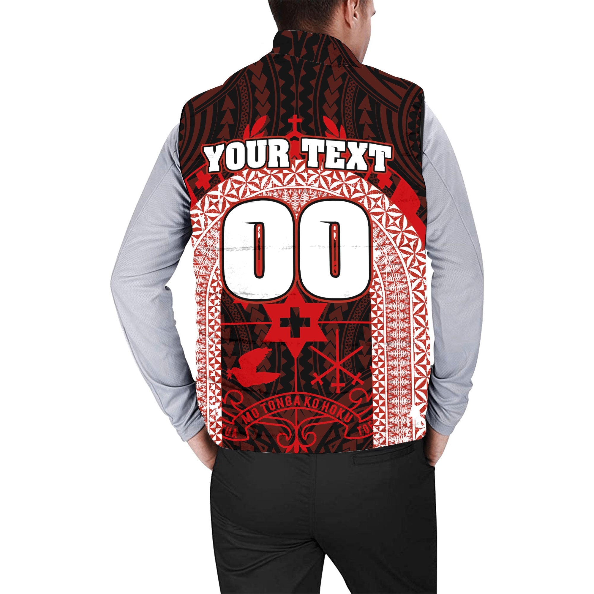 Custom Tonga Mate Ma'a Rugby League Men Padded Jacket Vest