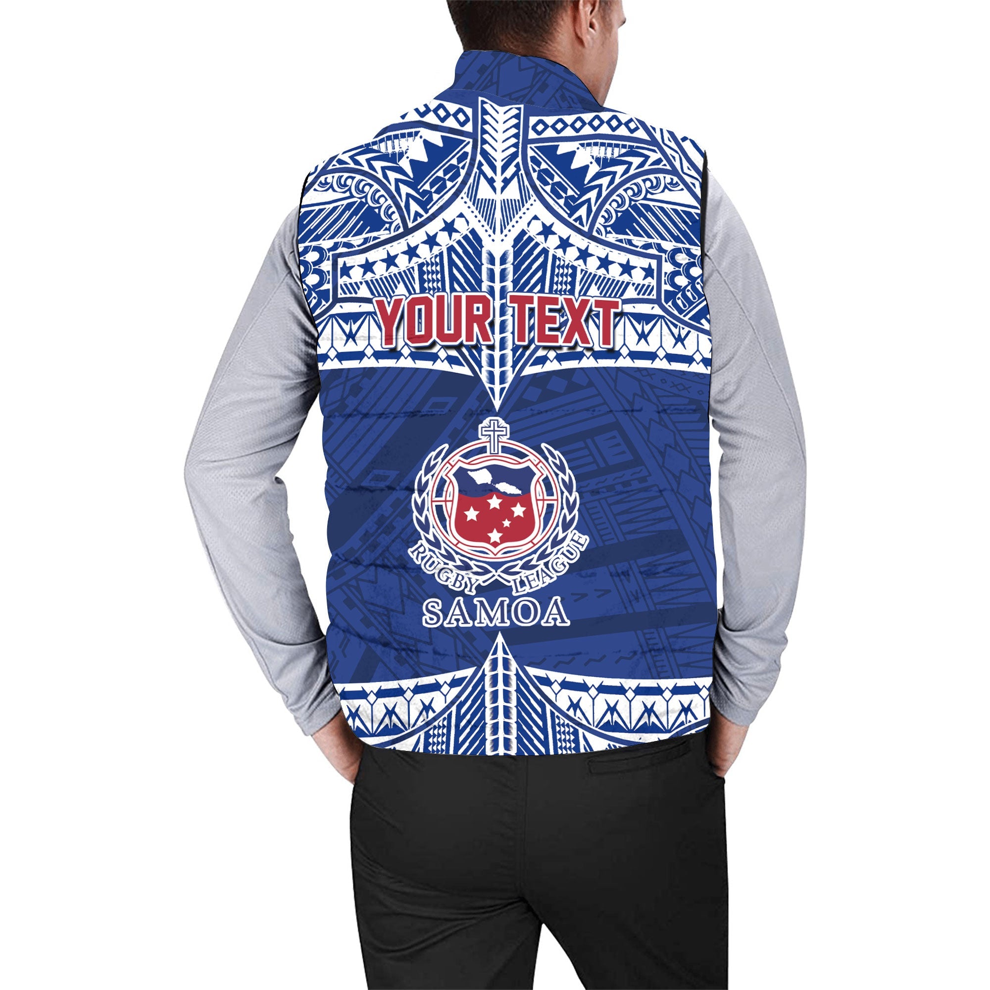 Custom Samoa TOA Rugby Men Padded Jacket Vest Map Style