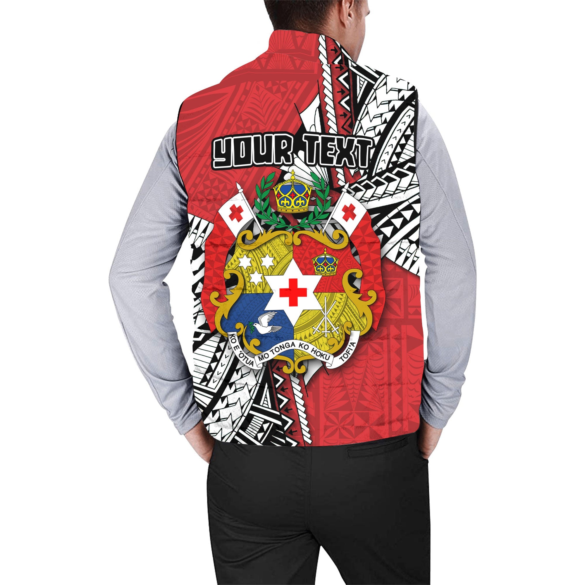 Custom Tonga Vava'u Lahi Coat Of Arms Men Padded Jacket Vest