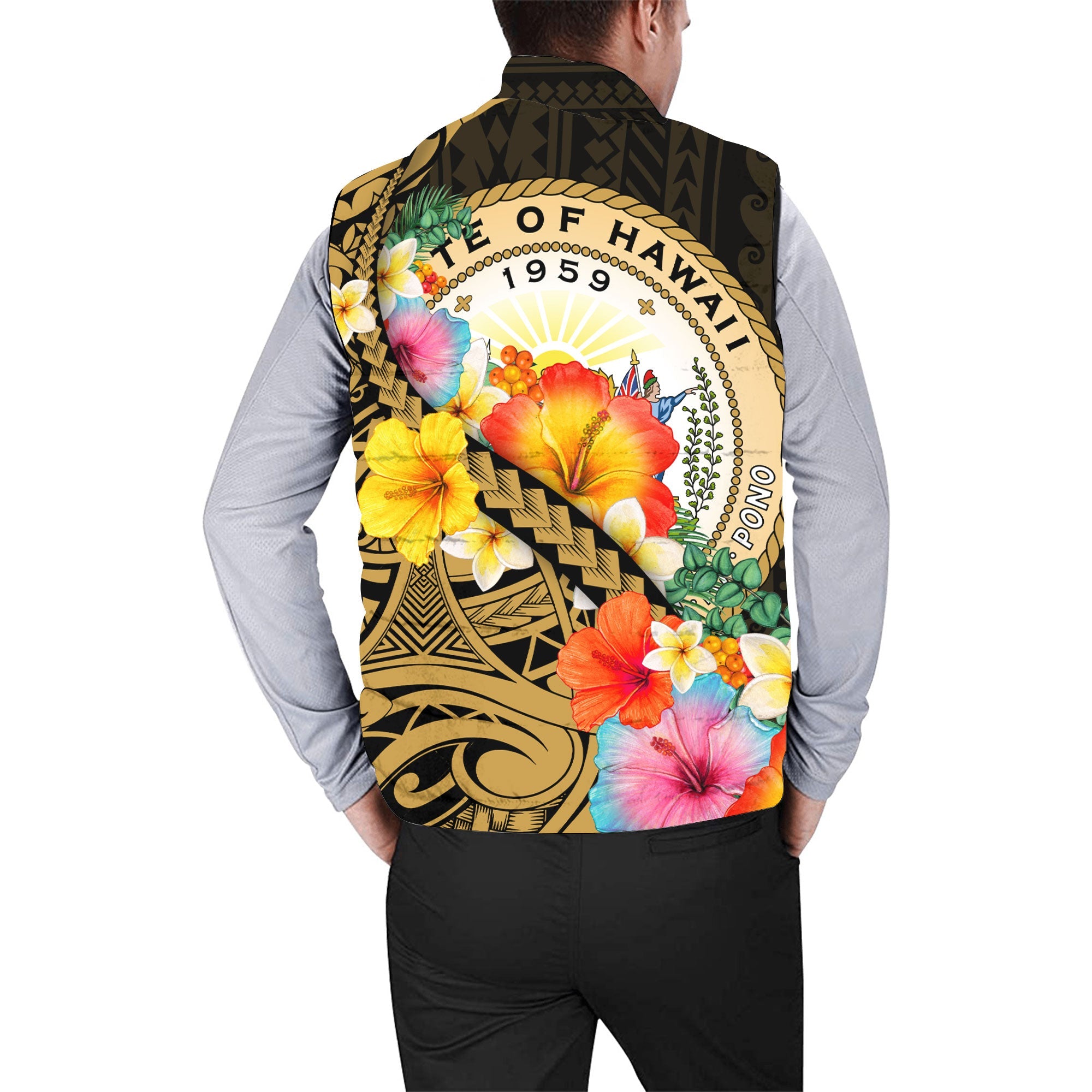 Hawaii Day King Kamehameha Men Padded Jacket Vest