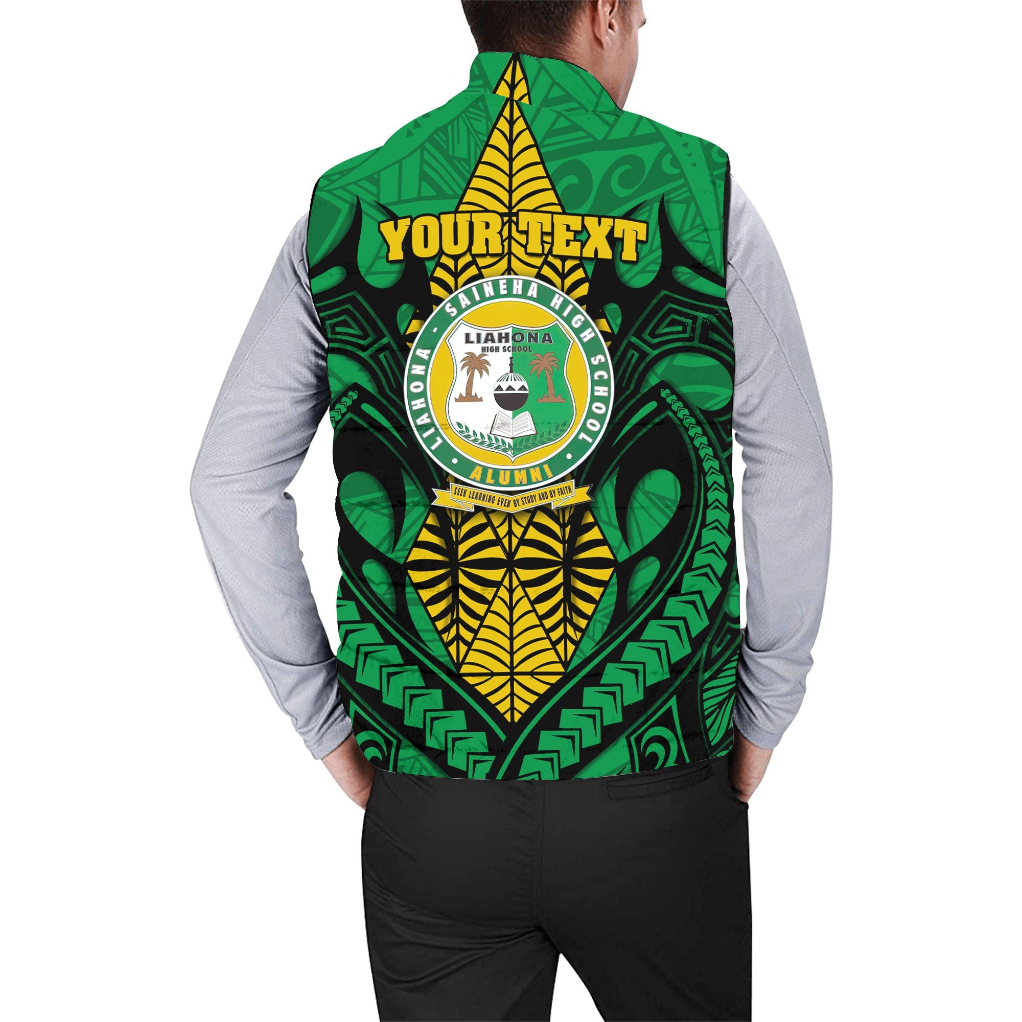 Custom Tonga Liahona High School Men Padded Jacket Vest