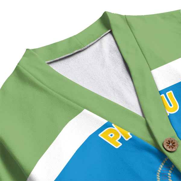 Palau Fleece Cardigan Flag & Coat Of Arms Fire Hockey Style