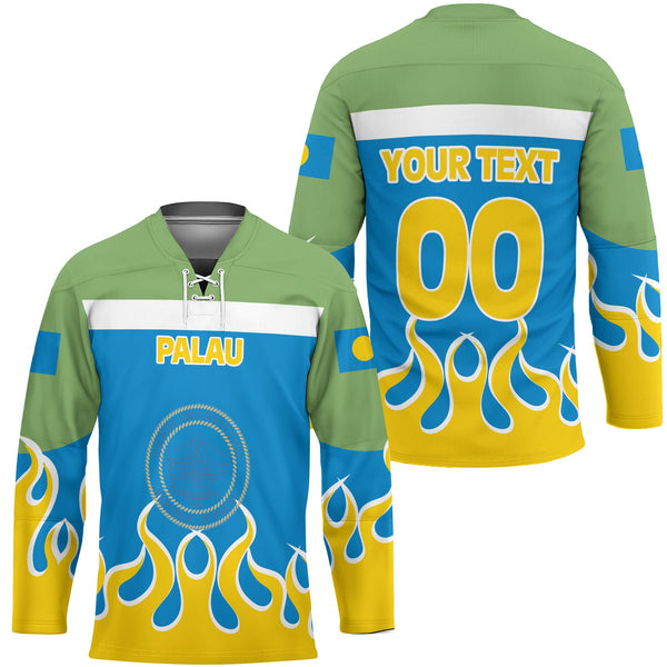 Palau Hockey Jersey Flag & Coat Of Arms Fire Hockey Style