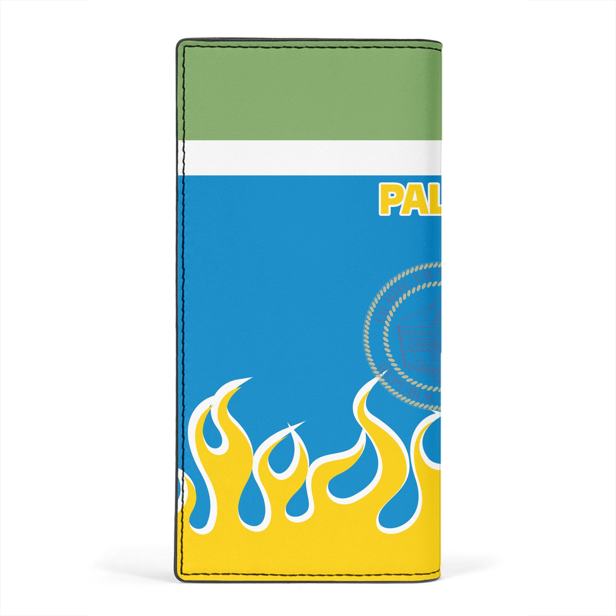 Palau Leather Wallet Flag & Coat Of Arms Fire Hockey Style