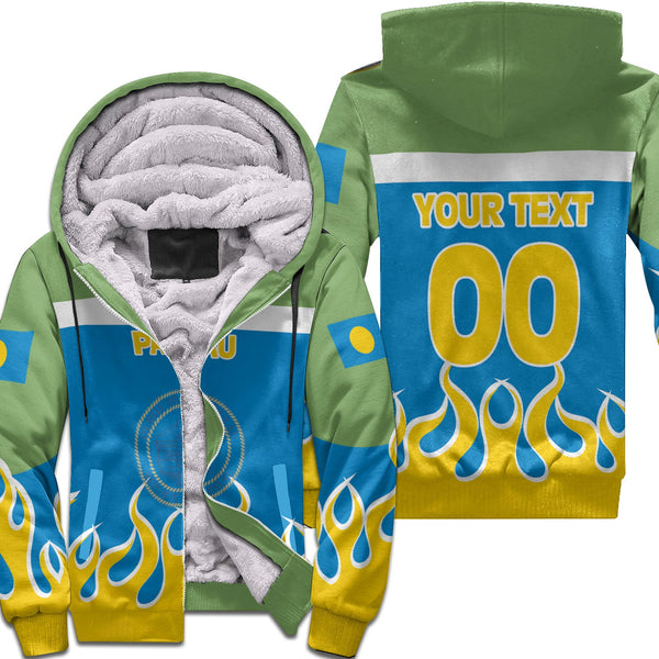 Palau Sherpa Hoodie Flag & Coat Of Arms Fire Hockey Style