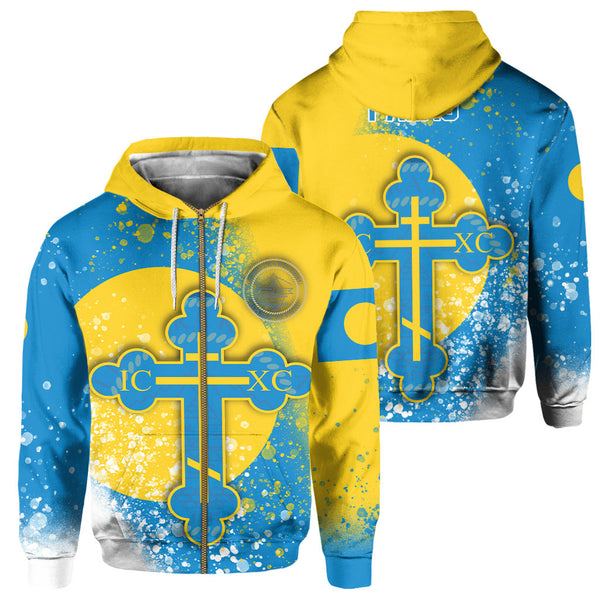 Palau Zip Hoodie Flag & Coat Of Arms Orthodox Style