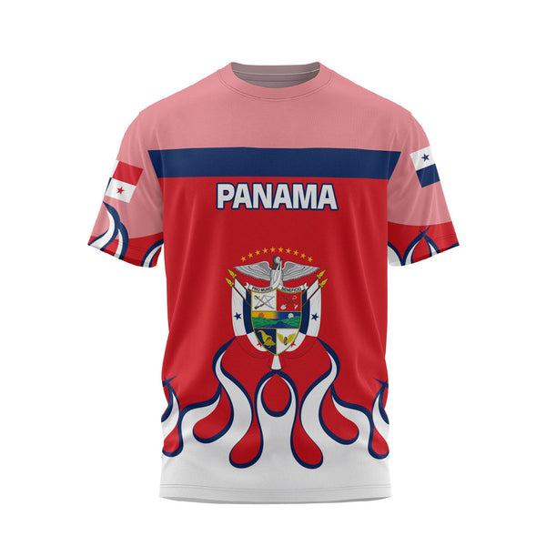 Panama T Shirt Flag & Coat Of Arms Fire Hockey Style