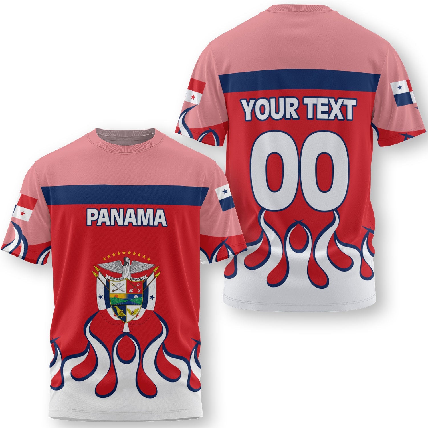 Panama T Shirt Flag & Coat Of Arms Fire Hockey Style