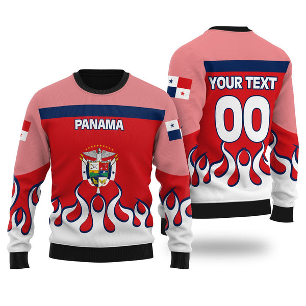 Panama Ugly Sweater Flag & Coat Of Arms Fire Hockey Style