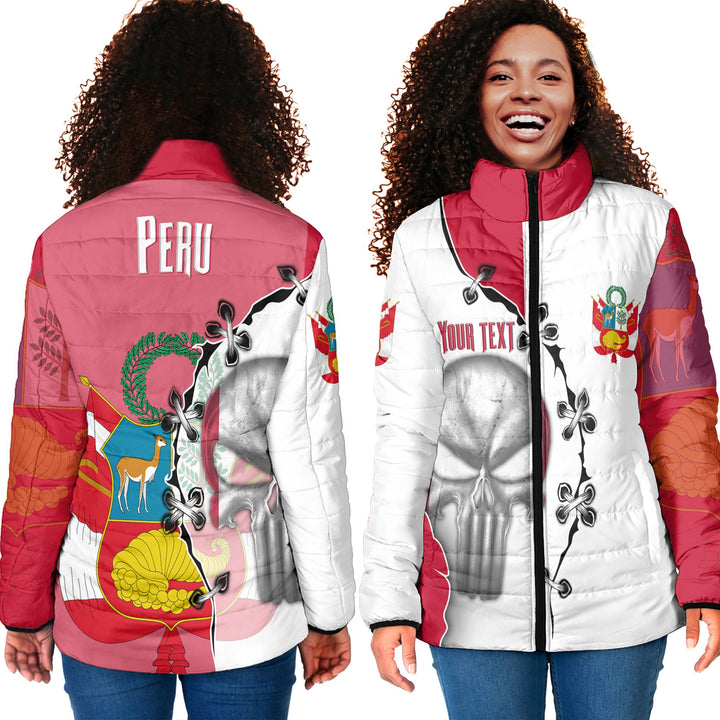 Peru Women Padded Jacket Flag & Coat Of Arms Skull Style – To The Closet