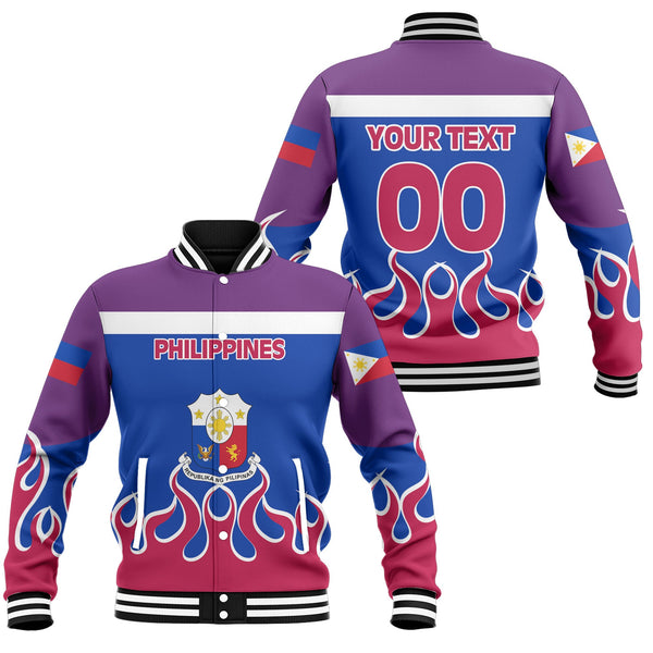 Philippines Baseball Jacket Flag & Coat Of Arms Fire Hockey Style